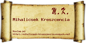 Mihalicsek Kreszcencia névjegykártya